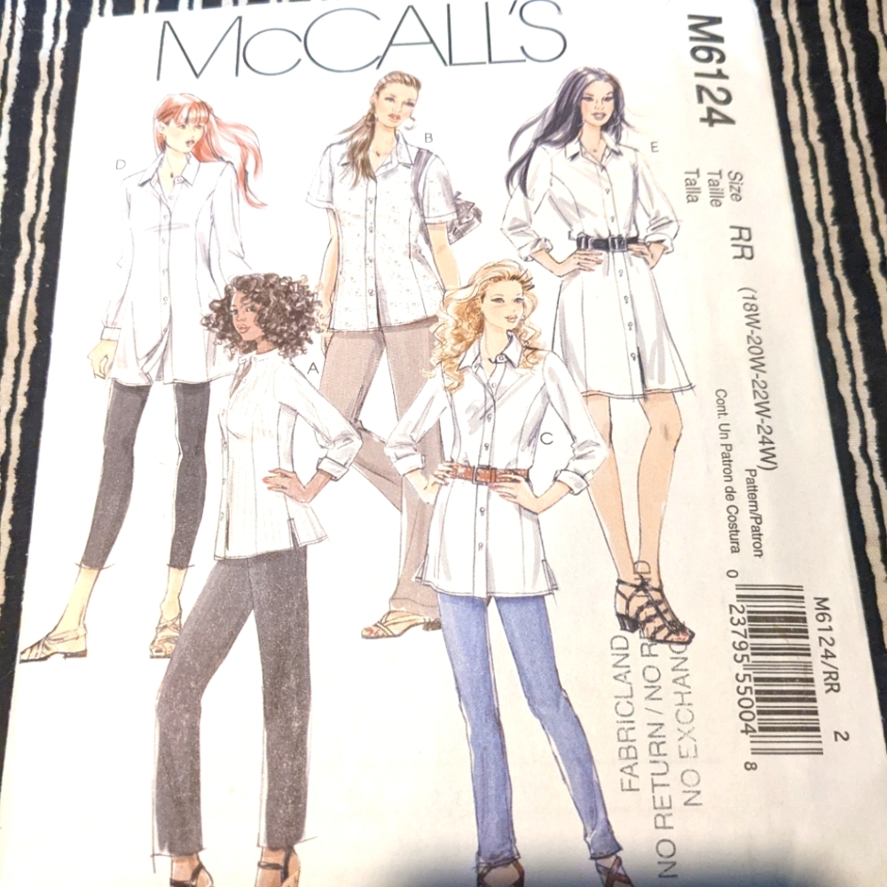 McCall's M6124 size RR 18w,20w,22w,24w pattern only